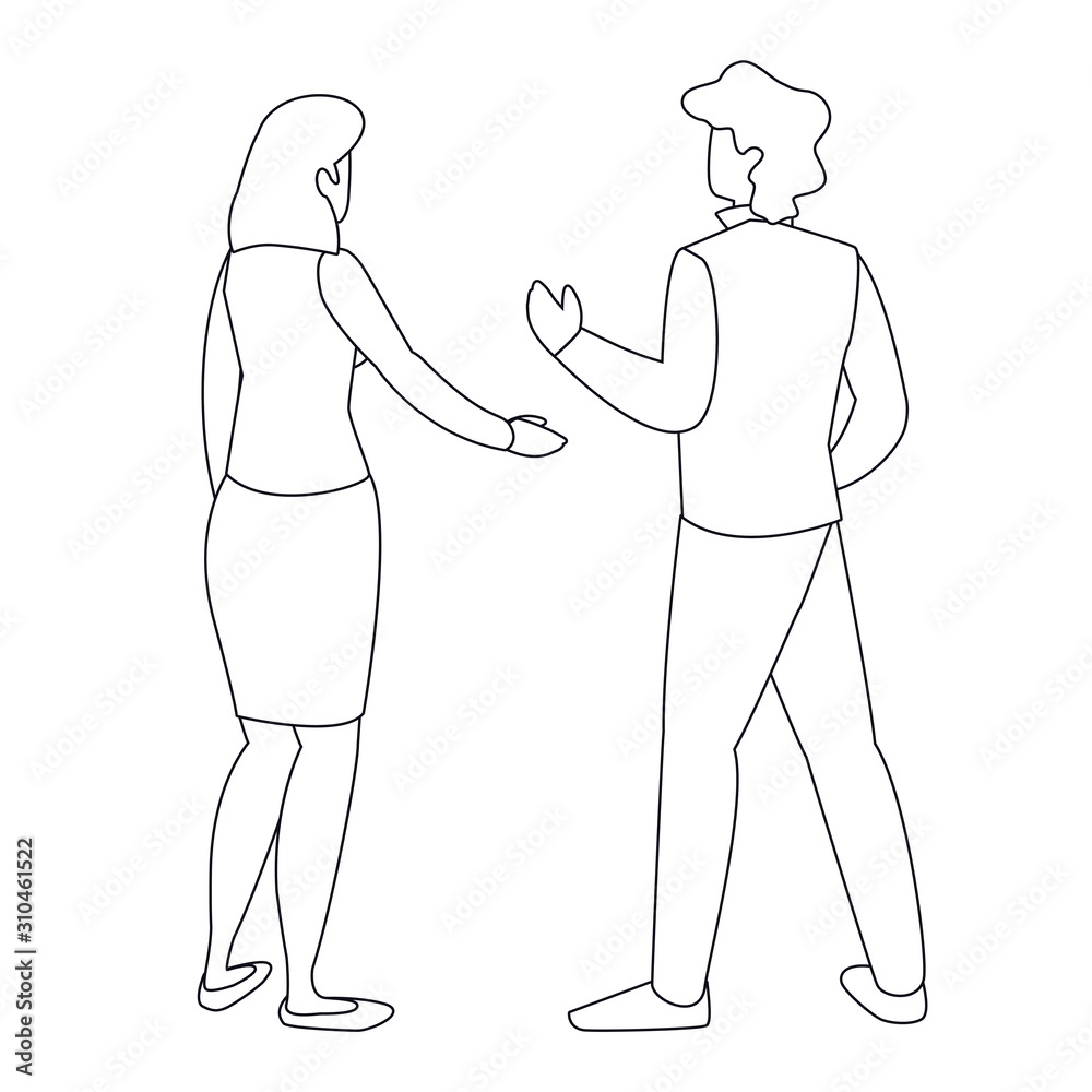 Isolated woman and man avatar of back vector design