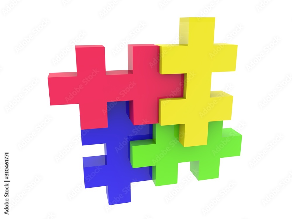 Four puzzle pieces are connected Four puzzle pieces are connected