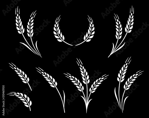 abstract wheat ears icon logo food set