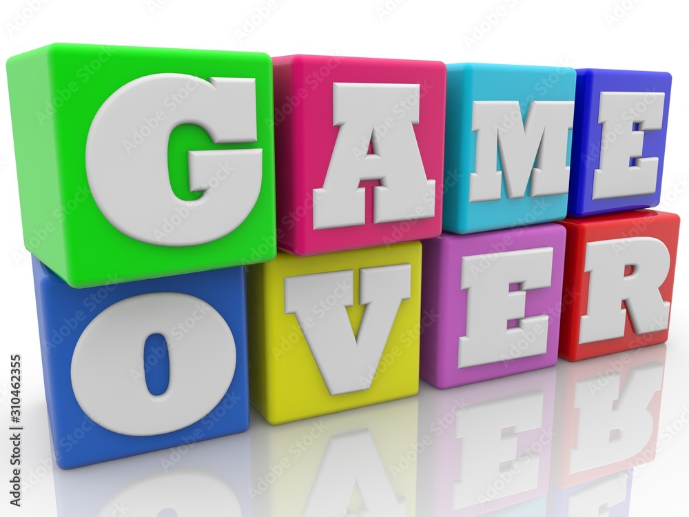 Game over concept on colorful toy blocks Game over concept on colorful toy blocks