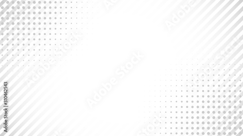 Abstract gray white background. White inclined Lines on gradient backdrop. Halftone pattern. Blank geometric presentation, poster, print, cover template. Stock vector illustration