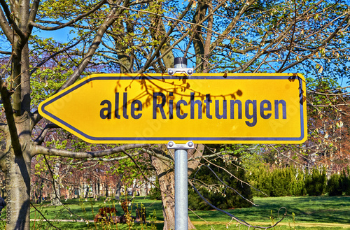 German street sign saying All Directions.