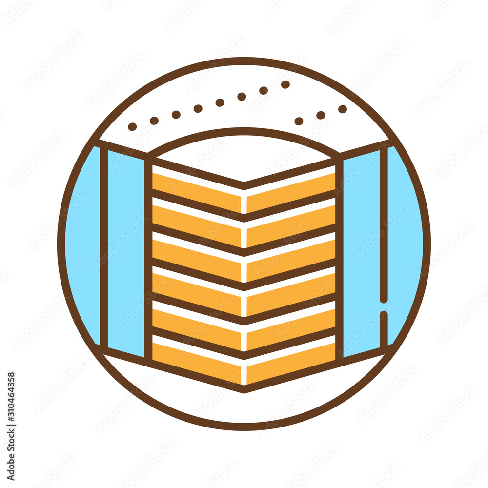Hard bed mattress color line icon. Provide excellent support. Fix the