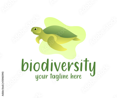 Sea turtle swimming in the ocean  illustration and logo design. Animal  underwater world  wildlife and nature  vector design