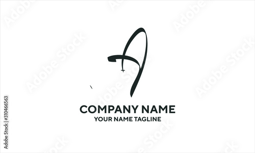 The concept of the logo with the initials letter A is a simple classical model handwritten script, very suitable for a symbol or company logo in an art or photography midwife