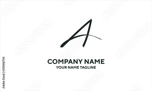 The concept of the logo with the initials letter A is a simple classical model handwritten script, very suitable for a symbol or company logo in an art or photography midwife