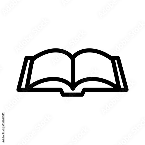 Open book on the table icon vector. A thin line sign. Isolated contour symbol illustration