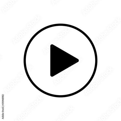 Outlined play button flat vector icon isolated on a white background.