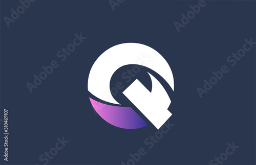 pink alphabet blue Q letter logo design icon for company business