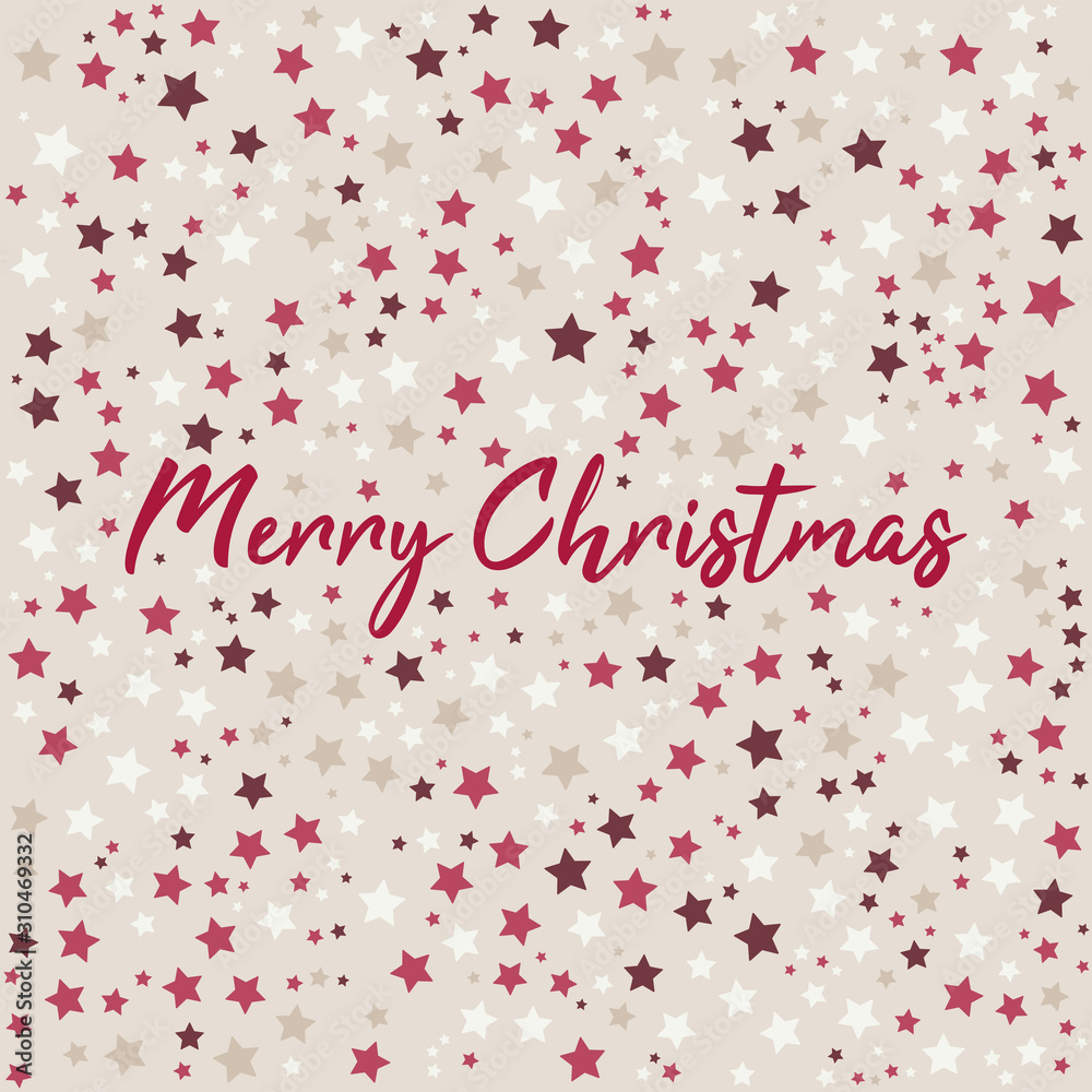 Christmas greeting card design with stars and lettering.New year postcard.