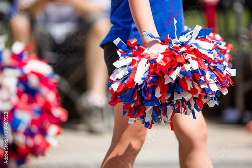 Red, White, and Blue Cheerleader Pom Poms photo