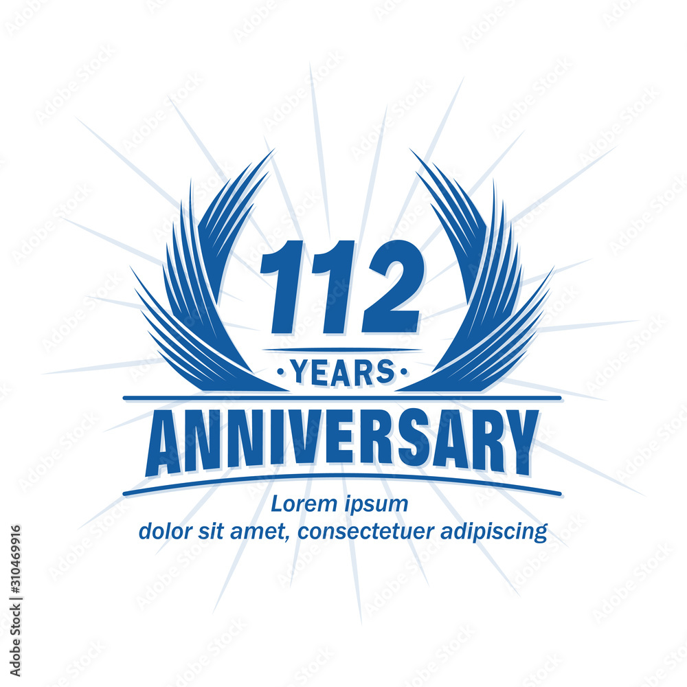 112 years logo design template. 112th anniversary vector and illustration.