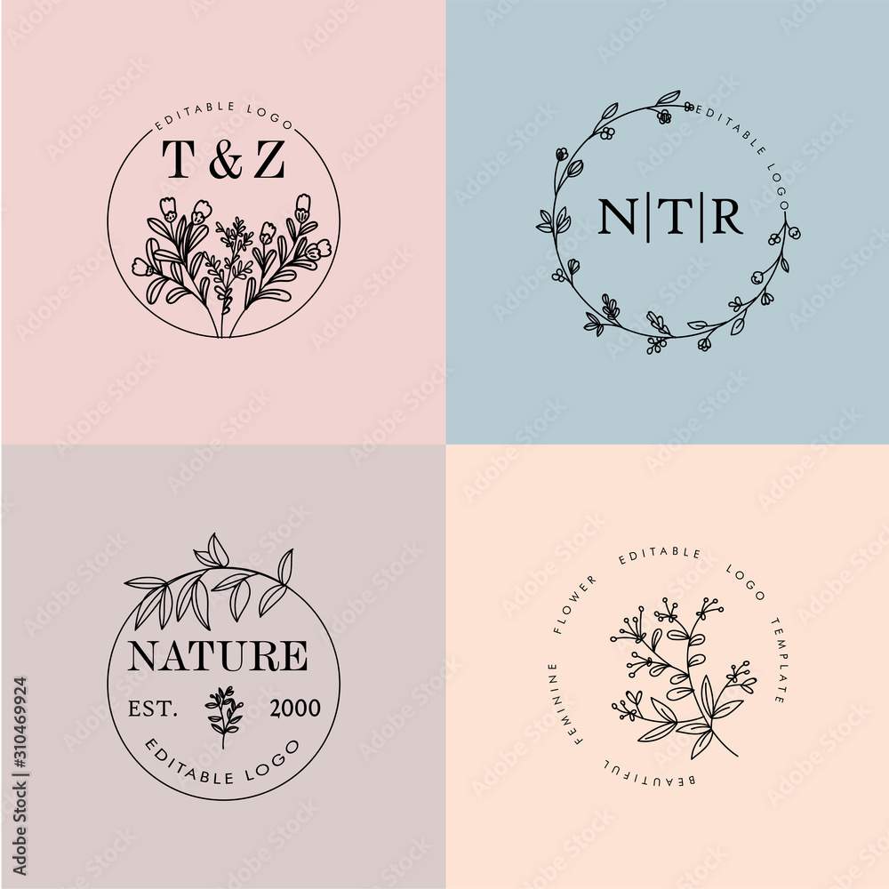 ELEGANT FEMININE FLORAL EDITABLE LOGO TEMPLATE ELEGANT FEMININE FLORAL EDITABLE LOGO TEMPLATE