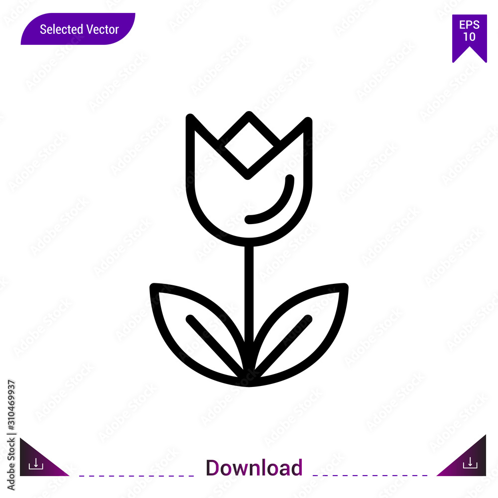 tulip icon vector . Best modern, simple, isolated, application ,seasons icons, logo, flat icon for website design or mobile applications, UI / UX design vector format