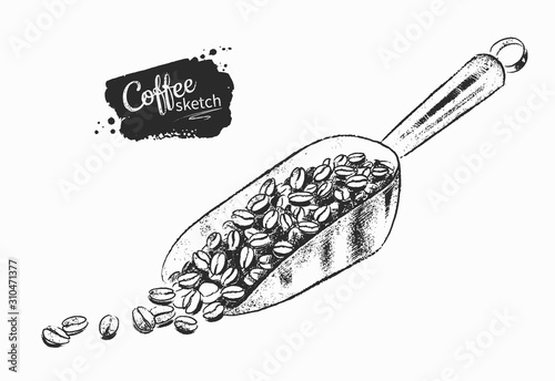 Illustration of metal coffee scoop