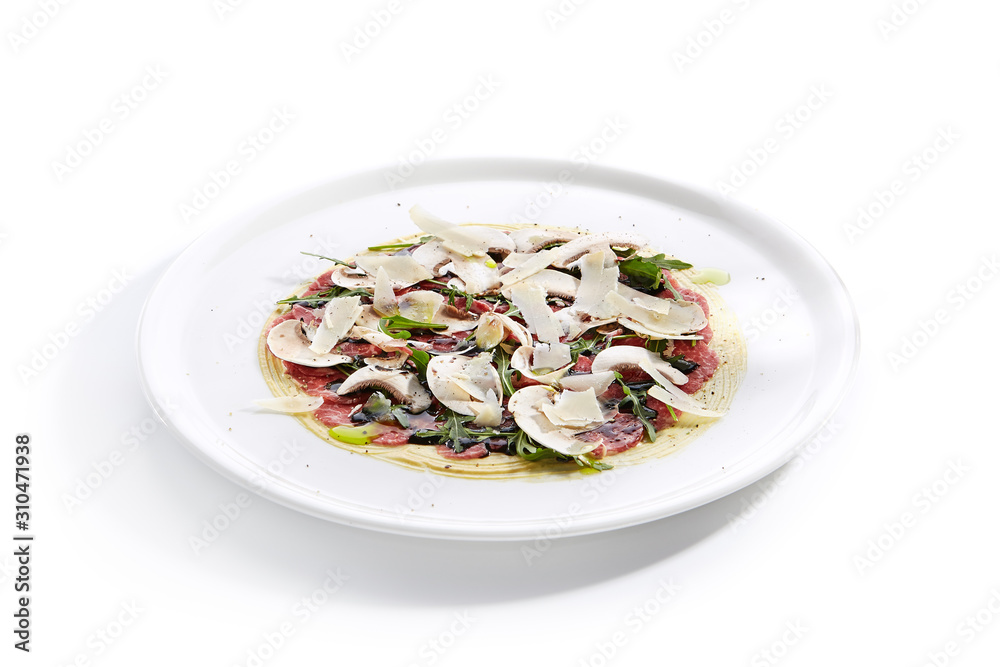 Beef Carpaccio with Mushrooms, Parmesan and Fragrant Oil Beef Carpaccio with Mushrooms, Parmesan and Fragrant Oil