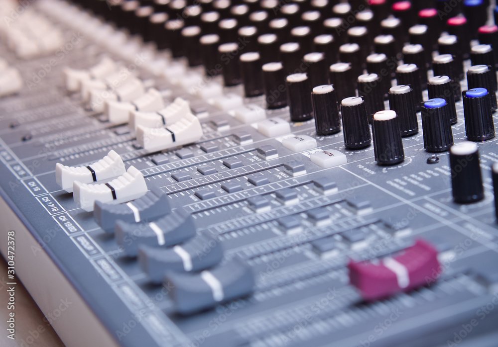 Sound equalizer mixing. Professional studio equipment for sound mixing. Music  studio image. Close up and selective focus. Stock Photo | Adobe Stock