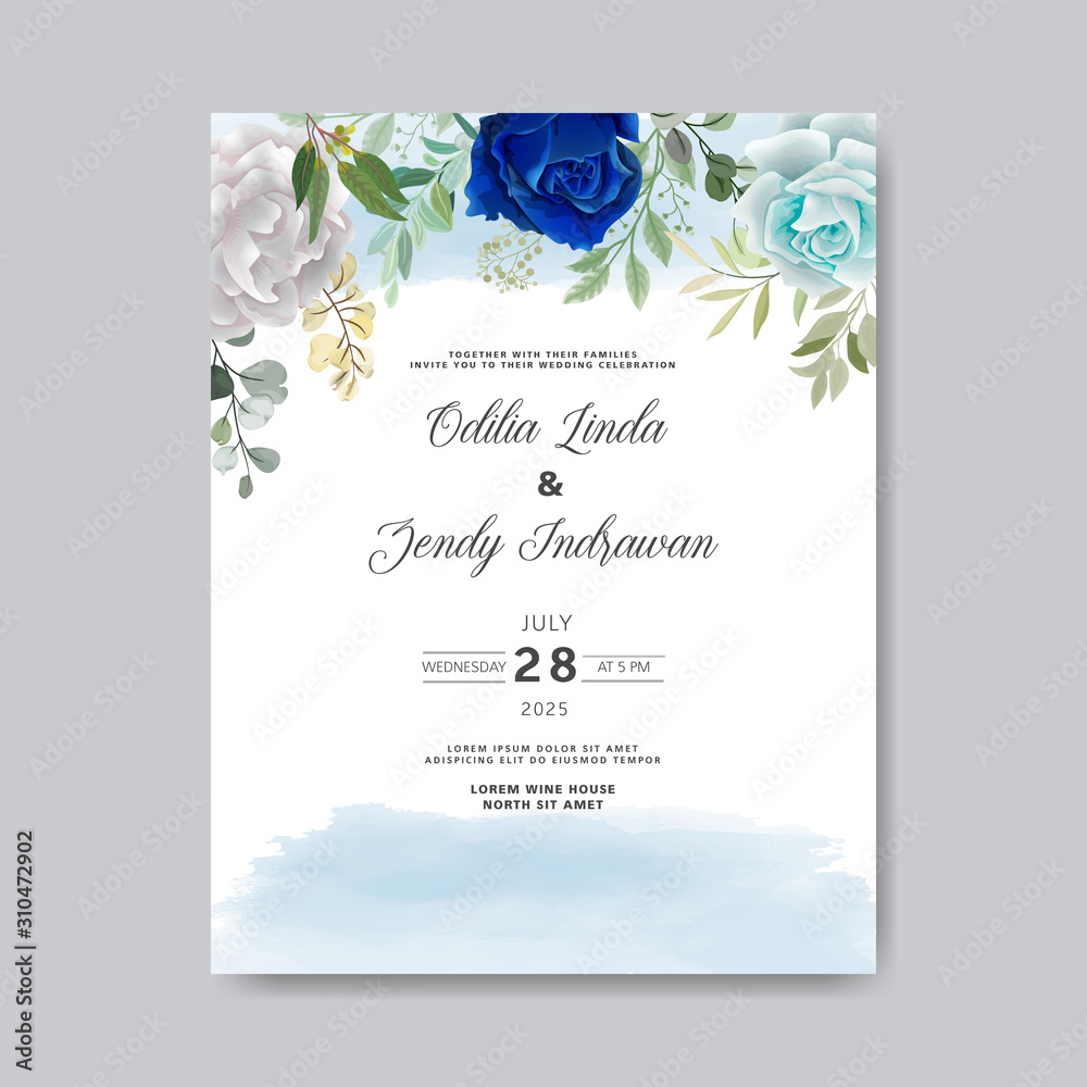 wedding invitation with beautiful floral themes