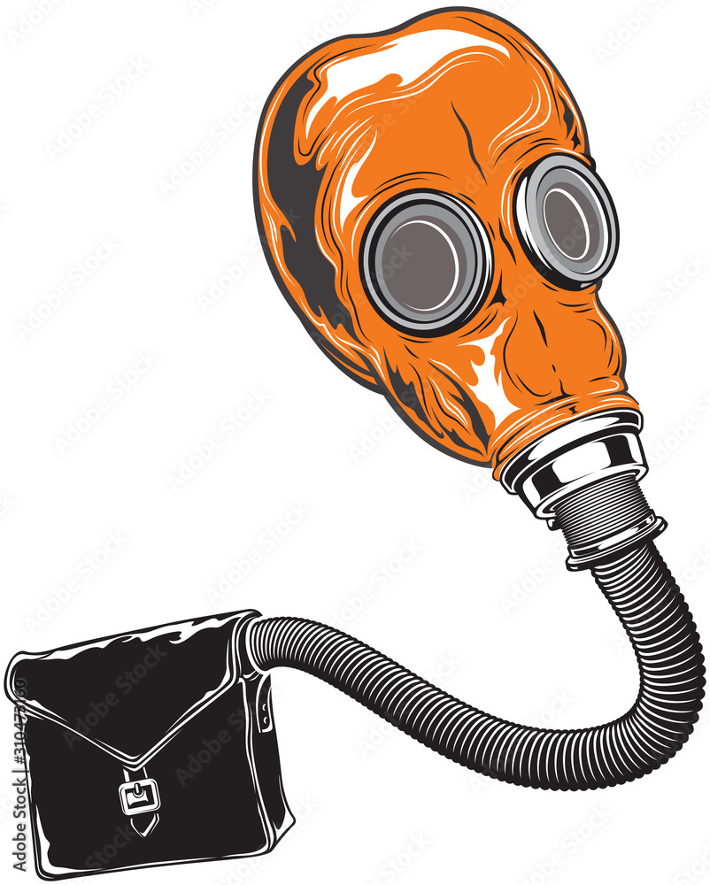 Vintage rubber cartoon gas mask with tube, vector illustration. Stock  Vector | Adobe Stock