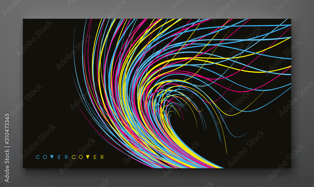 Curved lines with perspective effect. Optical fiber. 3d abstract ...