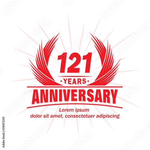 121 years logo design template. 121st anniversary vector and illustration.