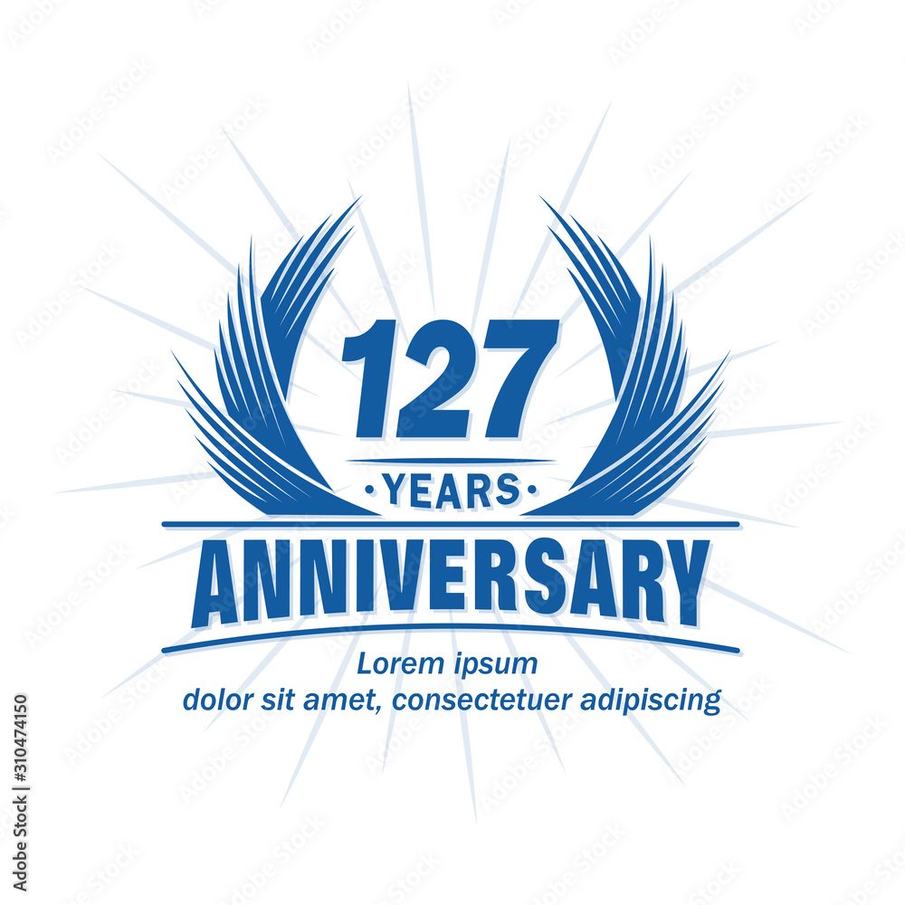 127 years logo design template. 127th anniversary vector and illustration. 127 years logo design template. 127th anniversary vector and illustration.