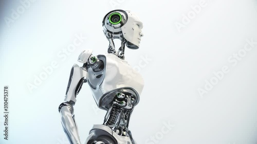 Robot torso turning, 3d rendering with alpha