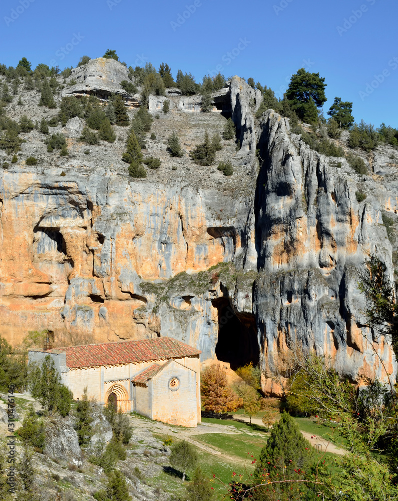 Templar Hermitage of San Bartolome in the canyon of the river Lobos in the province of Soria, Castile and leon, Spain