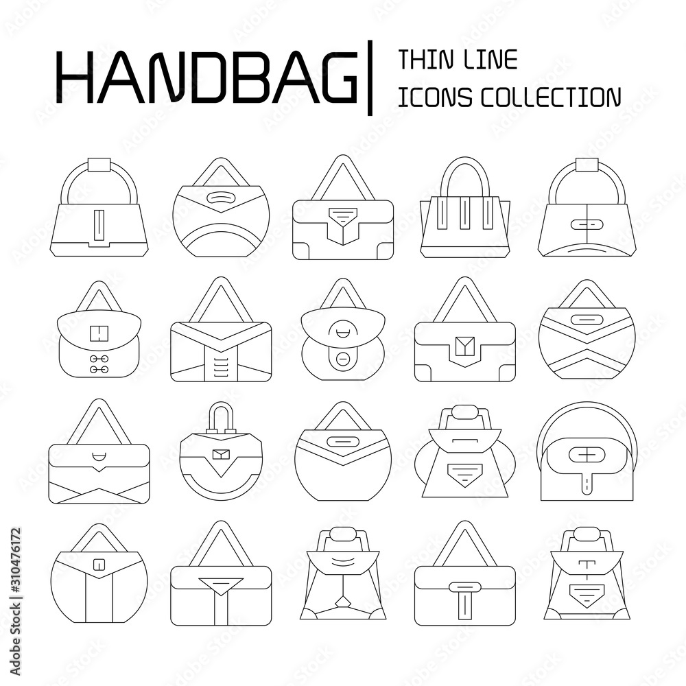 handbag and pouch icons thin line design handbag and pouch icons thin line design