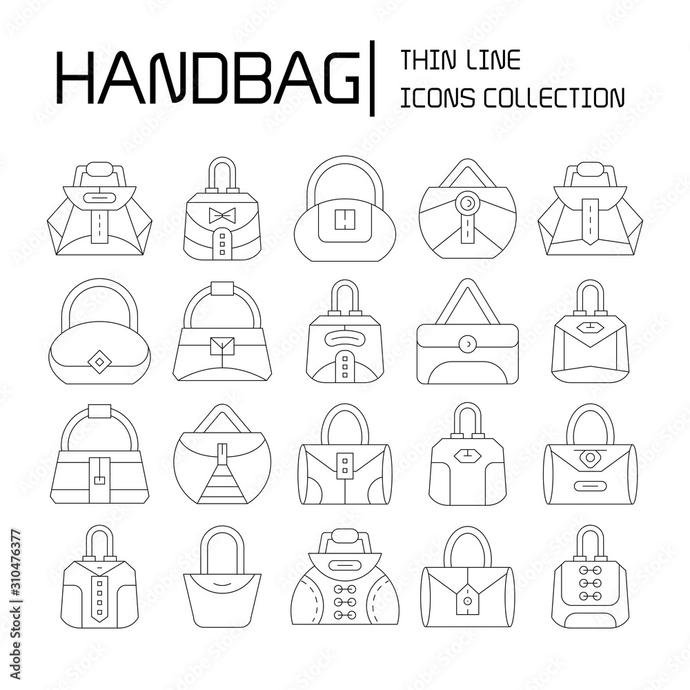 Fototapeta premium handbag and pouch icons thin line design