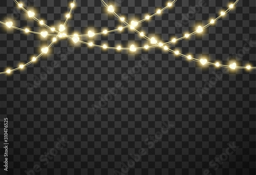 Valentine s lights isolated on transparent background  vector illustration.