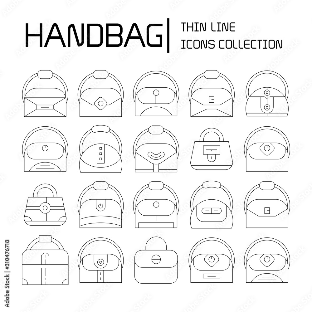 Fototapeta premium handbag and pouch icons thin line design