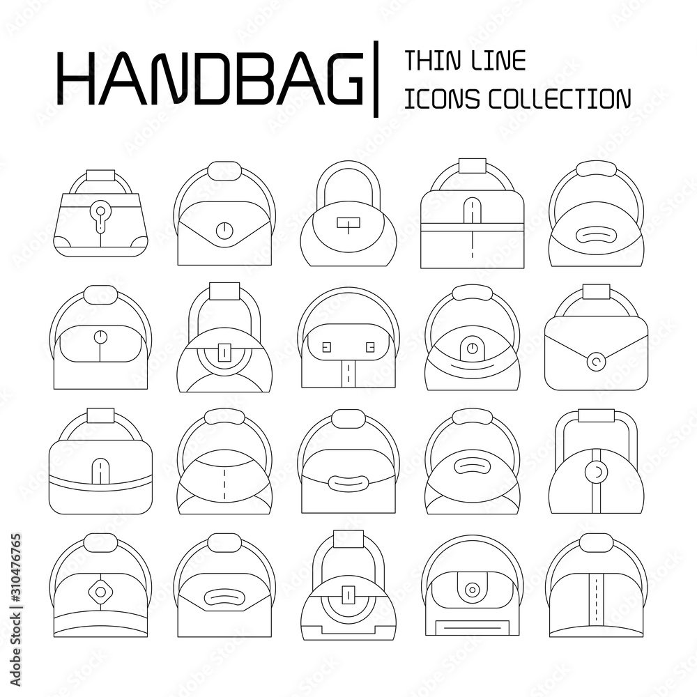handbag and pouch icons thin line design handbag and pouch icons thin line design