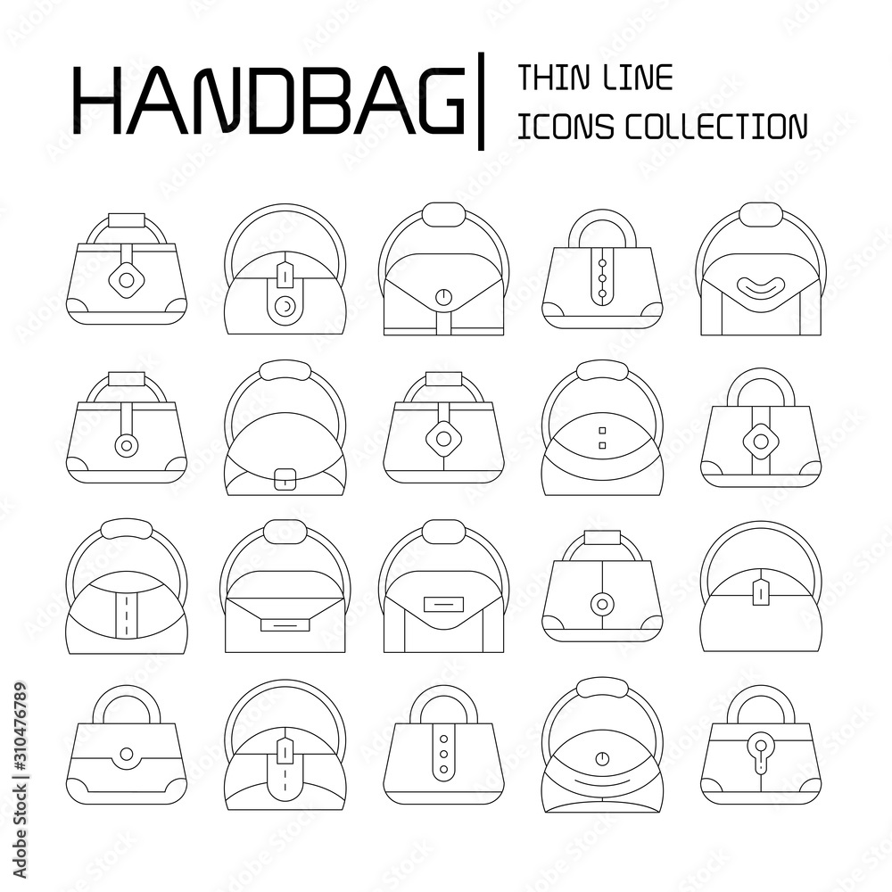 Fototapeta premium handbag and pouch icons thin line design