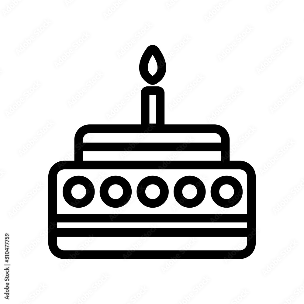 Festive cake icon vector. A thin line sign. Isolated contour symbol illustration Festive cake icon vector. A thin line sign. Isolated contour symbol illustration