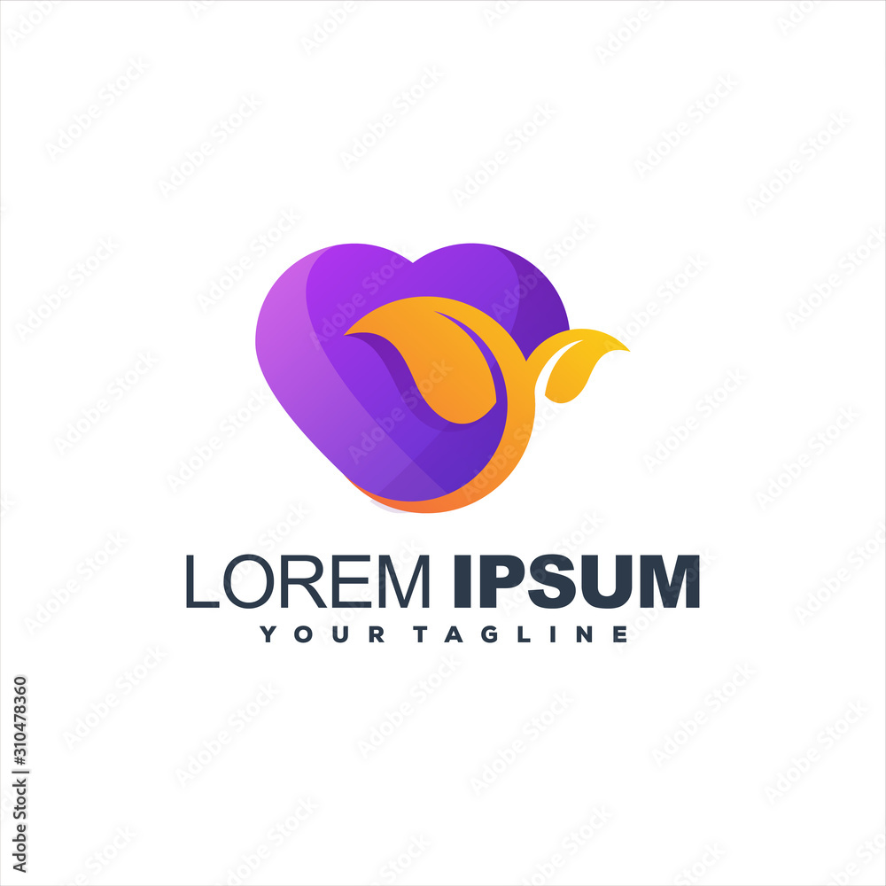 Fototapeta premium awesome love plant logo design