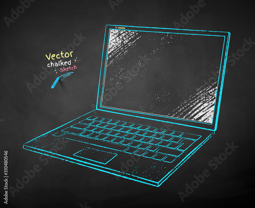 Chalk drawn illustration of laptop