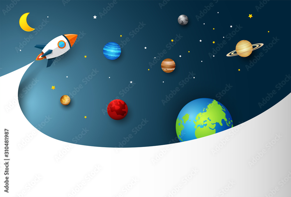 Planet collection with space rocket Planet collection with space rocket