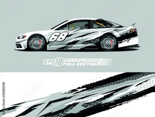 Car decal design vector. Graphic abstract stripe racing background kit designs for wrap vehicle, race car, rally, adventure and livery. Full vector eps 10