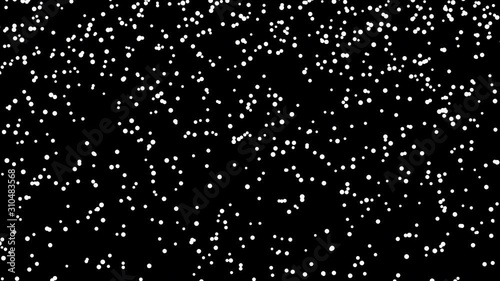 Snow falling on black background. 2d animation