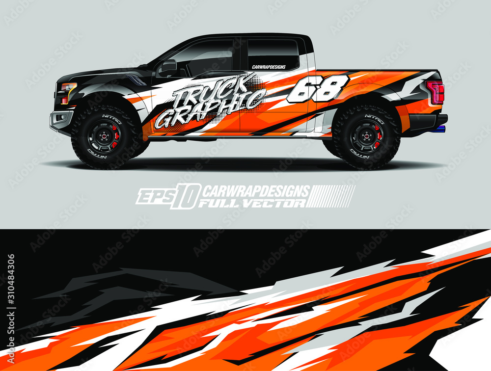 Vehicle wrap design vector. Graphic abstract stripe racing background kit designs for wrap race car, rally, adventure and livery. Full vector eps 10 Vehicle wrap design vector. Graphic abstract stripe racing background kit designs for wrap race car, rally, adventure and livery. Full vector eps 10