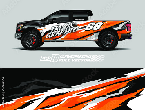 Vehicle wrap design vector. Graphic abstract stripe racing background kit designs for wrap race car  rally  adventure and livery. Full vector eps 10