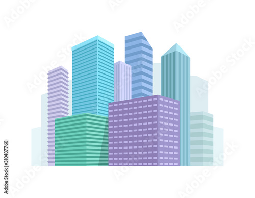Cityscape on white background. Downtown. Vector illustration.