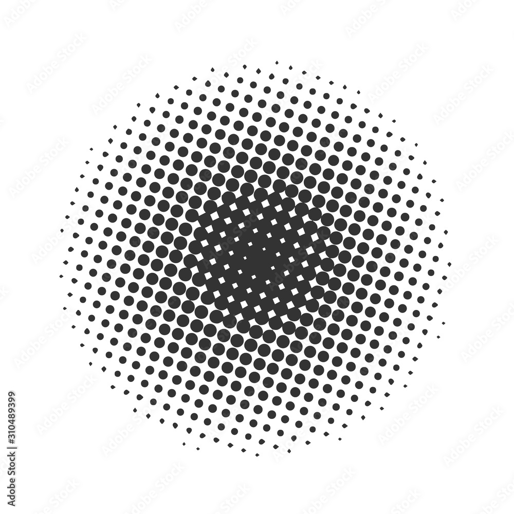 Halftone dots radial background black and white