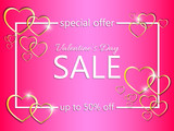 Banner discounts for Valentine's Day. Vector illustration for promotional materials. Poster, banner, flyer, wallpaper, invitation, coupon.