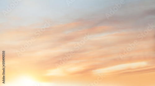 Red sky clouds background. Beautiful landscape with clouds and orange sun on sky