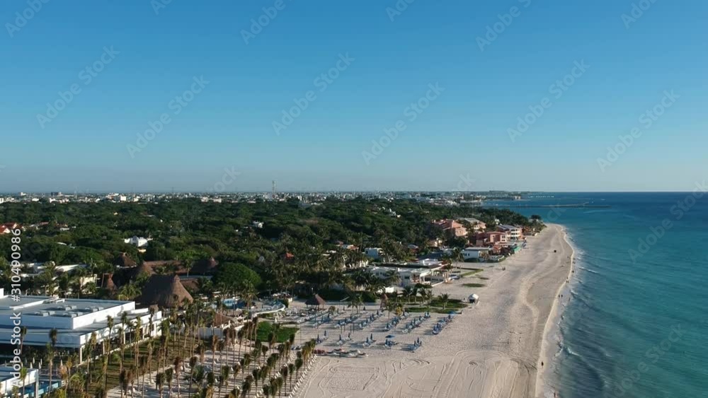 Beautiful view of the Mexican city of Playa del Carmen from a height, shooting drone Beautiful view of the Mexican city of Playa del Carmen from a height, shooting drone