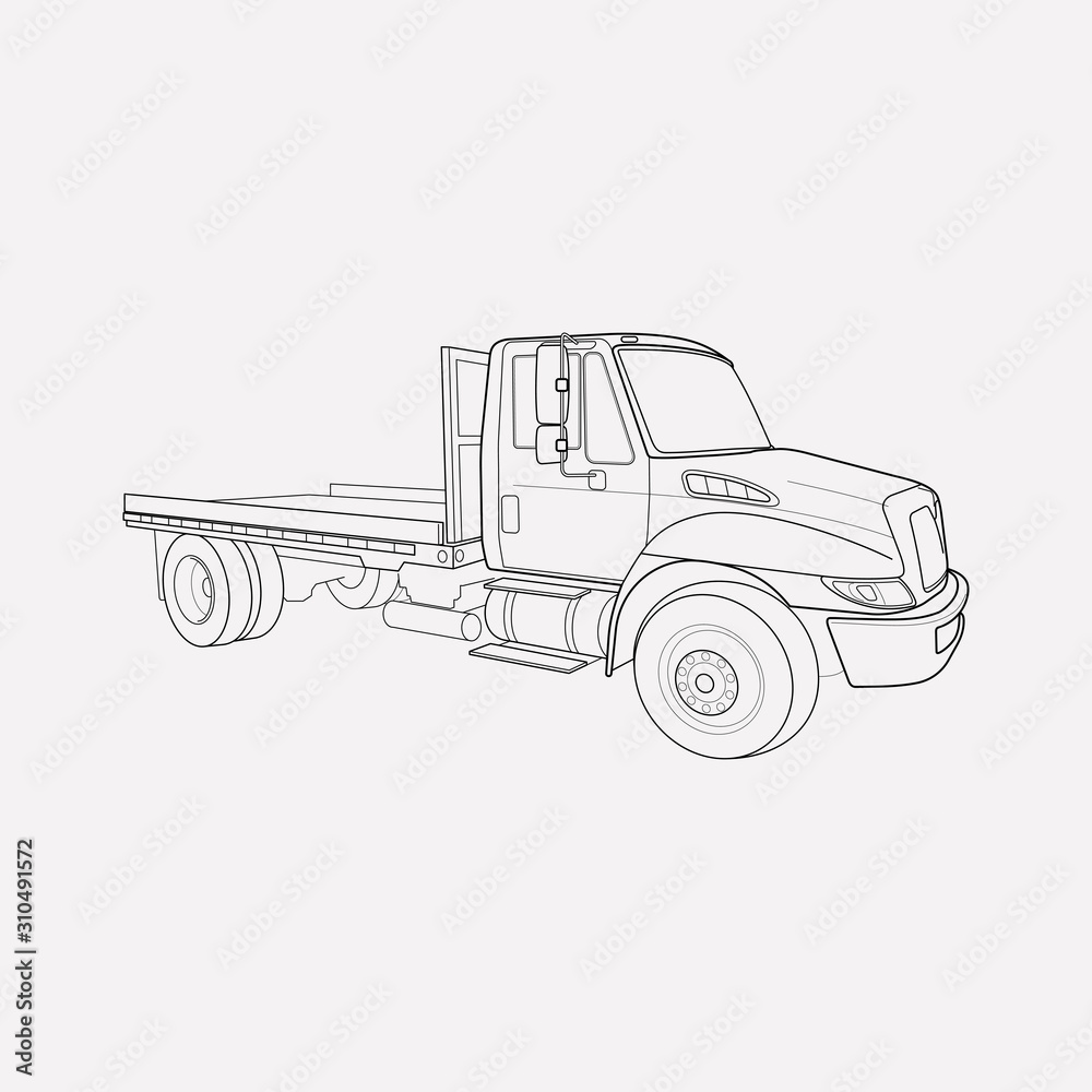 Flatbed truck icon line element. Vector illustration of flatbed truck