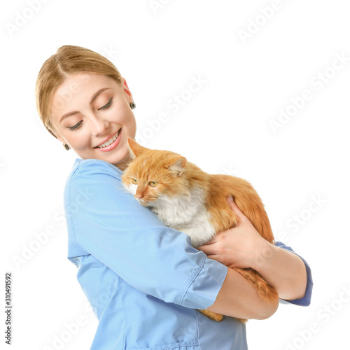 Female veterinarian with cu...