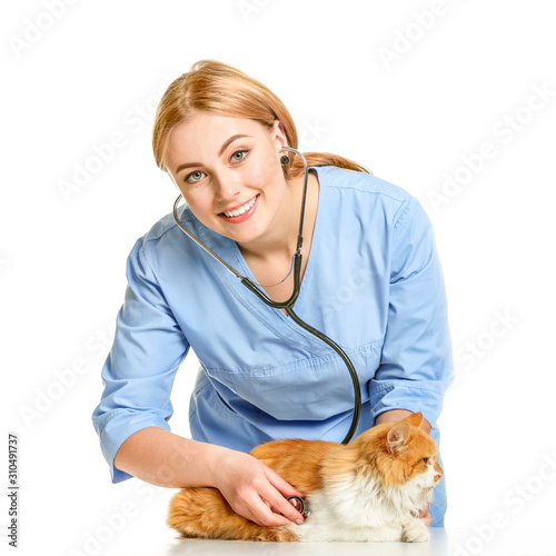 Female veterinarian examini...